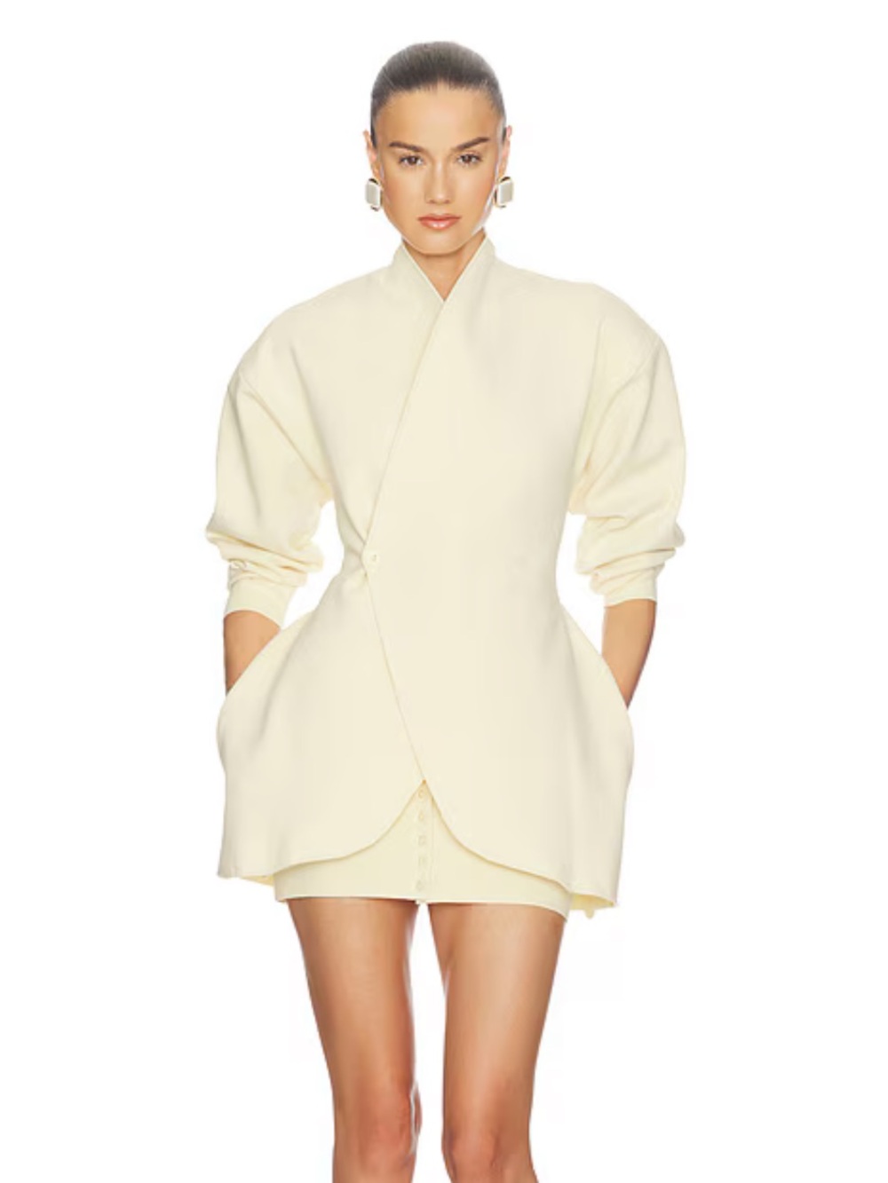 Helsa Lettie Knit Blazer Dress in Butter Yellow